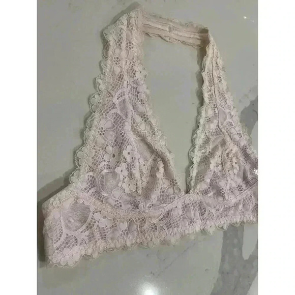 Intimately Free People Halter Style Light Pink Lace Bralette Women’s Size Medium - Picture 2 of 5